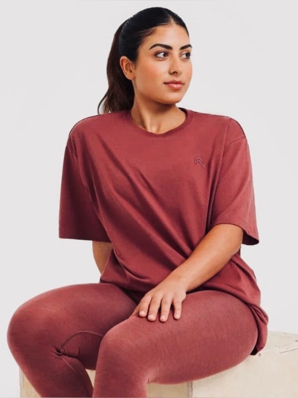 NWT [Oner Active] Classic Oversized Lightweight T-Shirt Rosewood (red) Womens XL